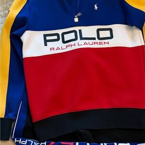 Polo by Ralph Lauren Men's Colorblock Half-Zip Sweater - Red/Blue/Yellow